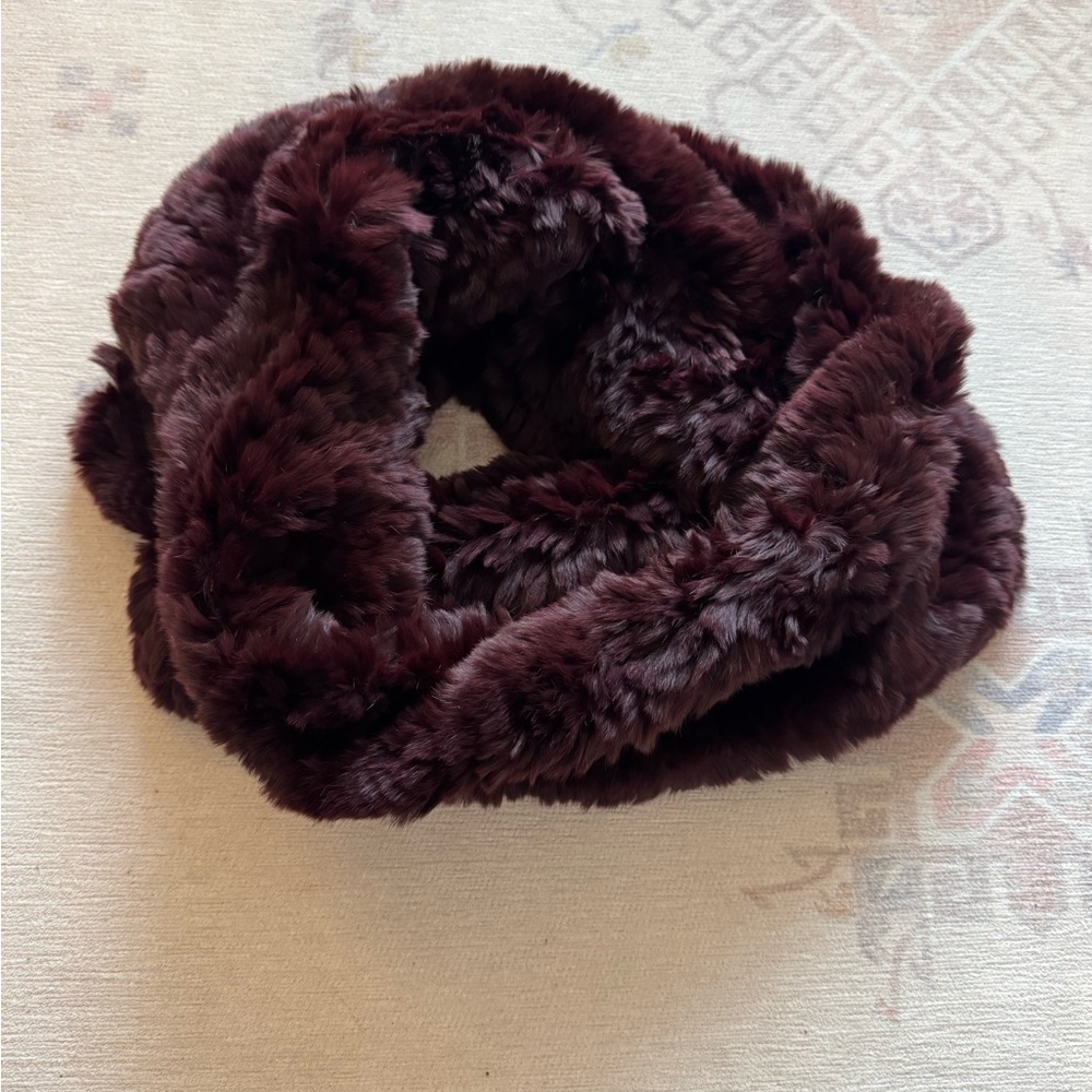 Theory Rich burgundy Fur Infinity Scarf